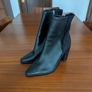 Aldo Loviren Studded Genuine Leather Ankle Booties Boots Black Size 9 Pre Owned